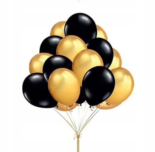 Balony na 50 URODZINY czarno złote ZESTAW