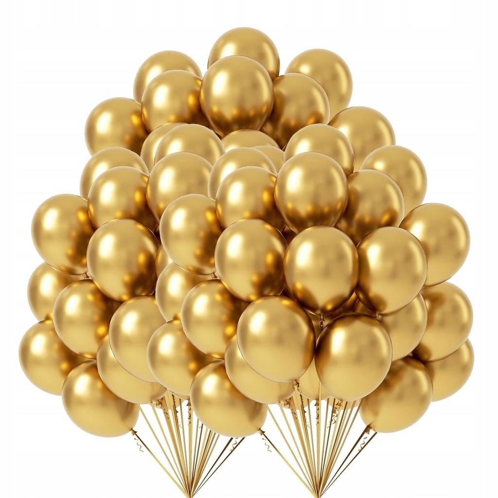 BALONY ZŁOTE CHROM Metaliczne Balony Chromowane Złoto Wesele Komunia 100szt