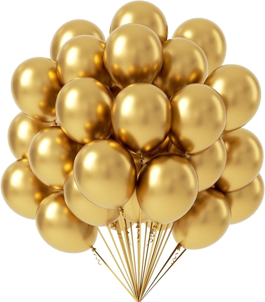 BALONY ZŁOTE CHROM Metaliczne Balony Chromowane Złoto Wesele Komunia 100szt
