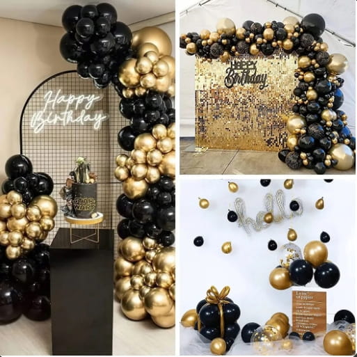 Balony Czarne i Złote Chrom Balony CHROMOWANE Złoto Na Urodziny 100szt.