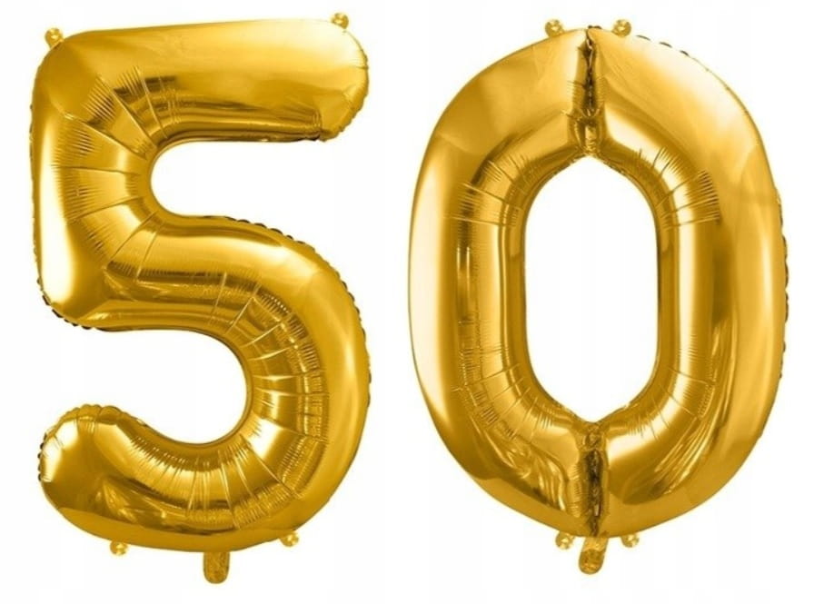 Balony foliowe cyfry złote na 50 wysokość ok 80 cm