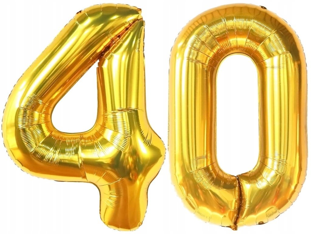 Balony Na 40 Urodziny Złote Foliowe Duże Czterdziestka 40tka 80 cm