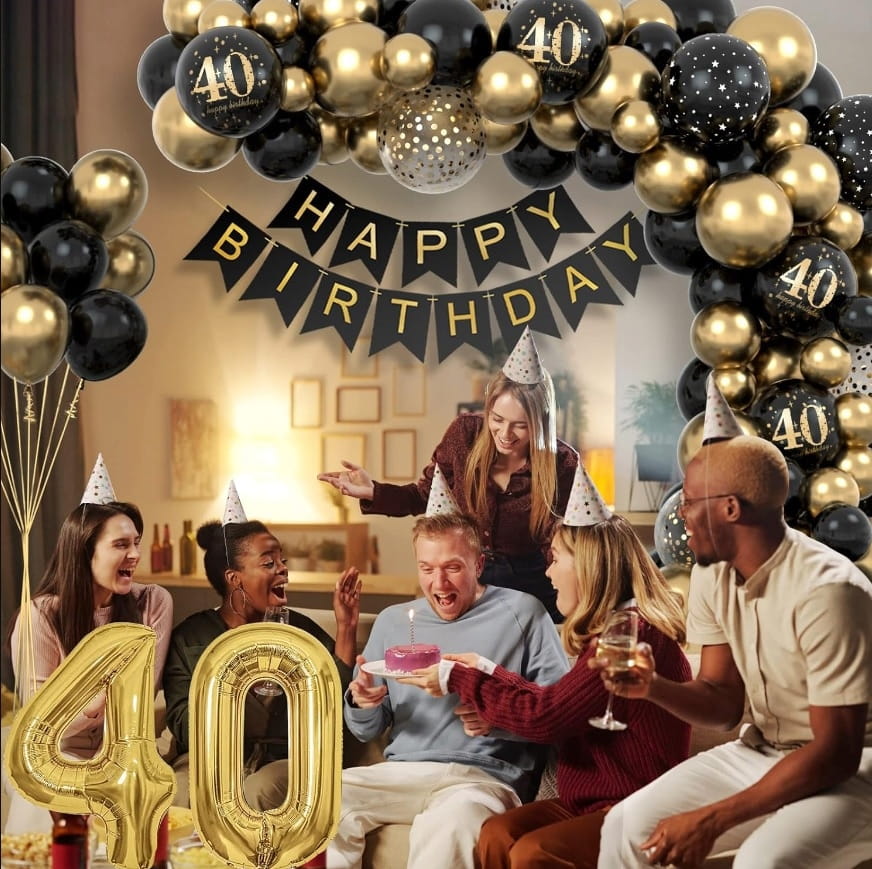 Balony Na 40 Urodziny Złote Foliowe Duże Czterdziestka 40tka 80 cm