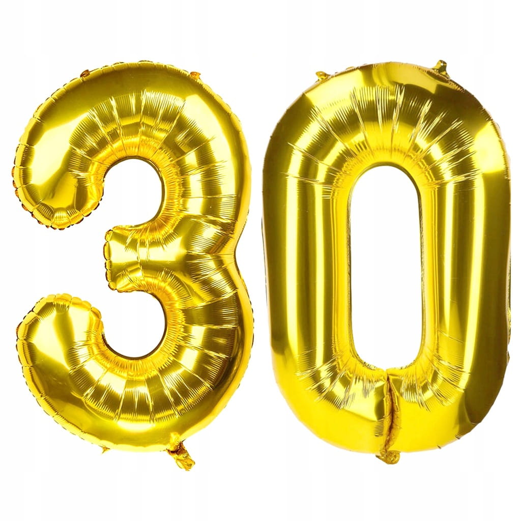 Balony Foliowe Cyfry 30 Hel Urodziny ZŁOTE 80 cm