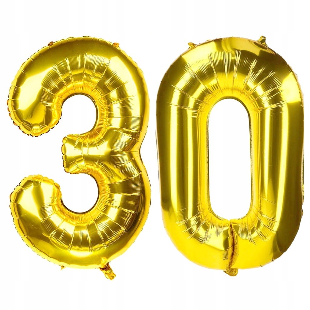 Balony Foliowe Cyfry 30 Hel Urodziny ZŁOTE 80 cm