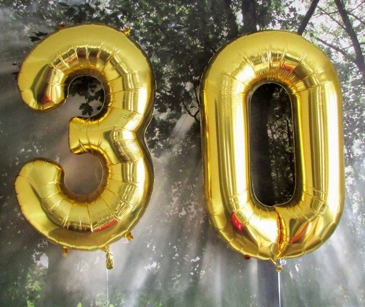 Balony Foliowe Cyfry 30 Hel Urodziny ZŁOTE 80 cm