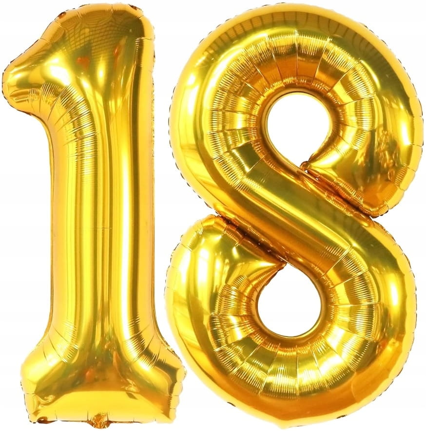 Balony Na 18 Urodziny Złote Foliowe Duże Osiemnastka 80 cm