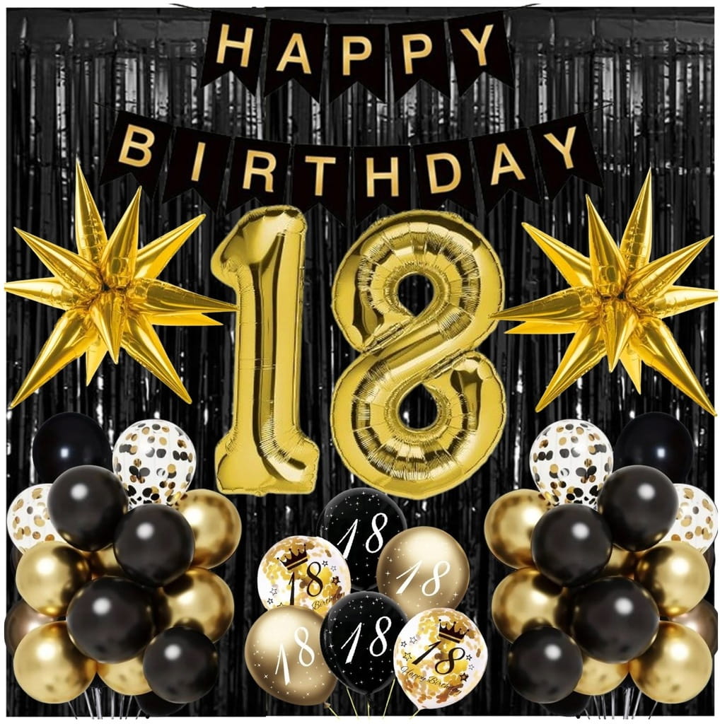 Balony Na 18 Urodziny Złote Foliowe Duże Osiemnastka 80 cm
