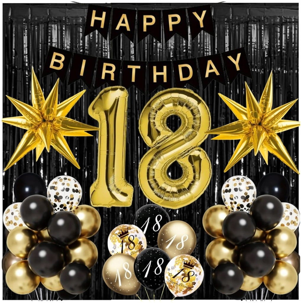 Balony Na 18 Urodziny Złote Foliowe Duże Osiemnastka 80 cm