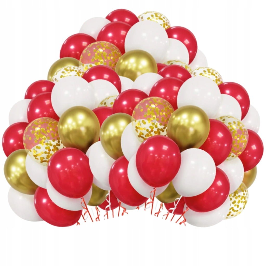 Zestaw balonów na Mikołajki Boże Narodzenie biało złote Duże Hel Świąteczne