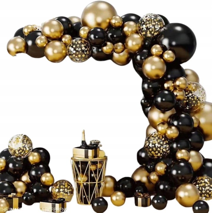 GIRLANDA BALONOWA czarno złota GLAMOUR