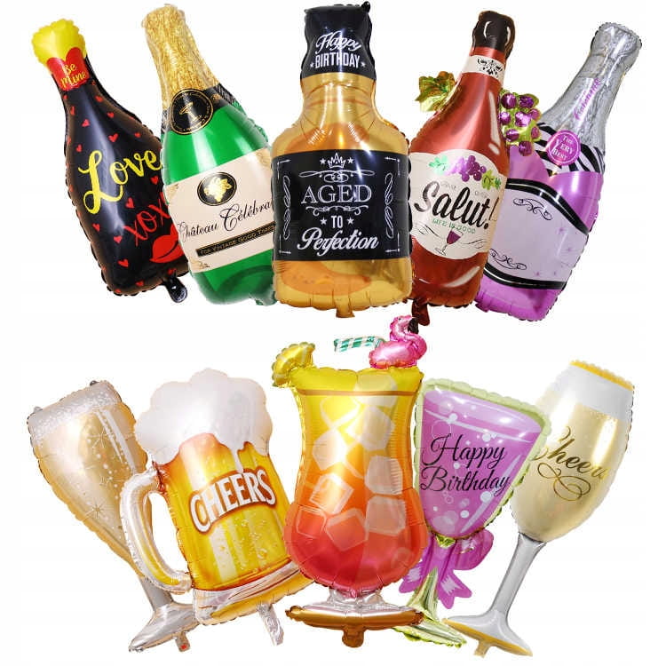 Balon foliowy KIELISZEK szampana urodziny HEL XXL