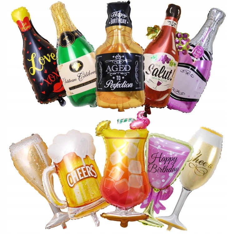 Balon foliowy KIELISZEK szampana urodziny HEL XXL