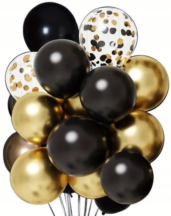 Zestaw Dekoracji Balony 50 Urodziny Cyfry Czarne Dekoracje XL