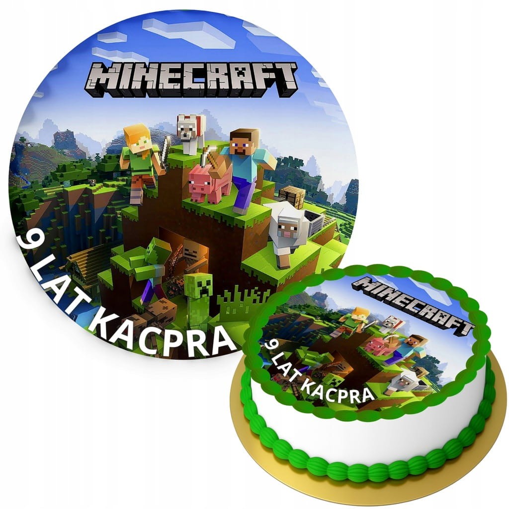 OPŁATEK NA TORT MINECRAFT + TWÓJ NAPIS GRATIS
