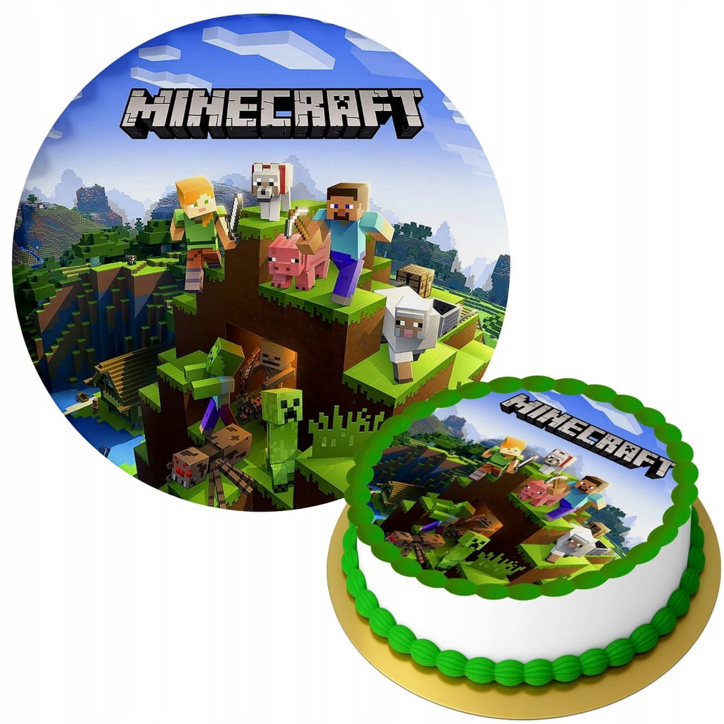 OPŁATEK NA TORT MINECRAFT + TWÓJ NAPIS GRATIS