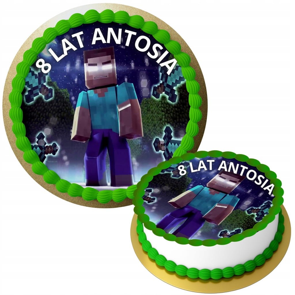 OPŁATEK NA TORT MINECRAFT HEROBRINE + TWÓJ NAPIS GRATIS
