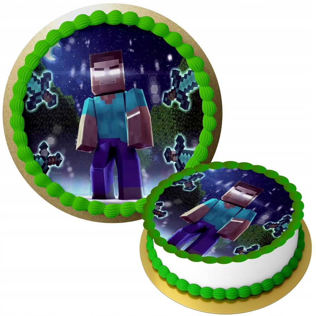 OPŁATEK NA TORT MINECRAFT HEROBRINE + TWÓJ NAPIS GRATIS