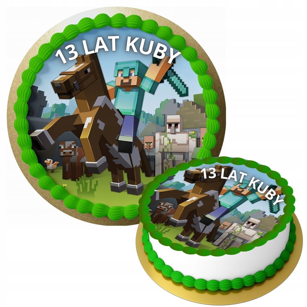 OPŁATEK NA TORT MINECRAFT + TWÓJ NAPIS GRATIS