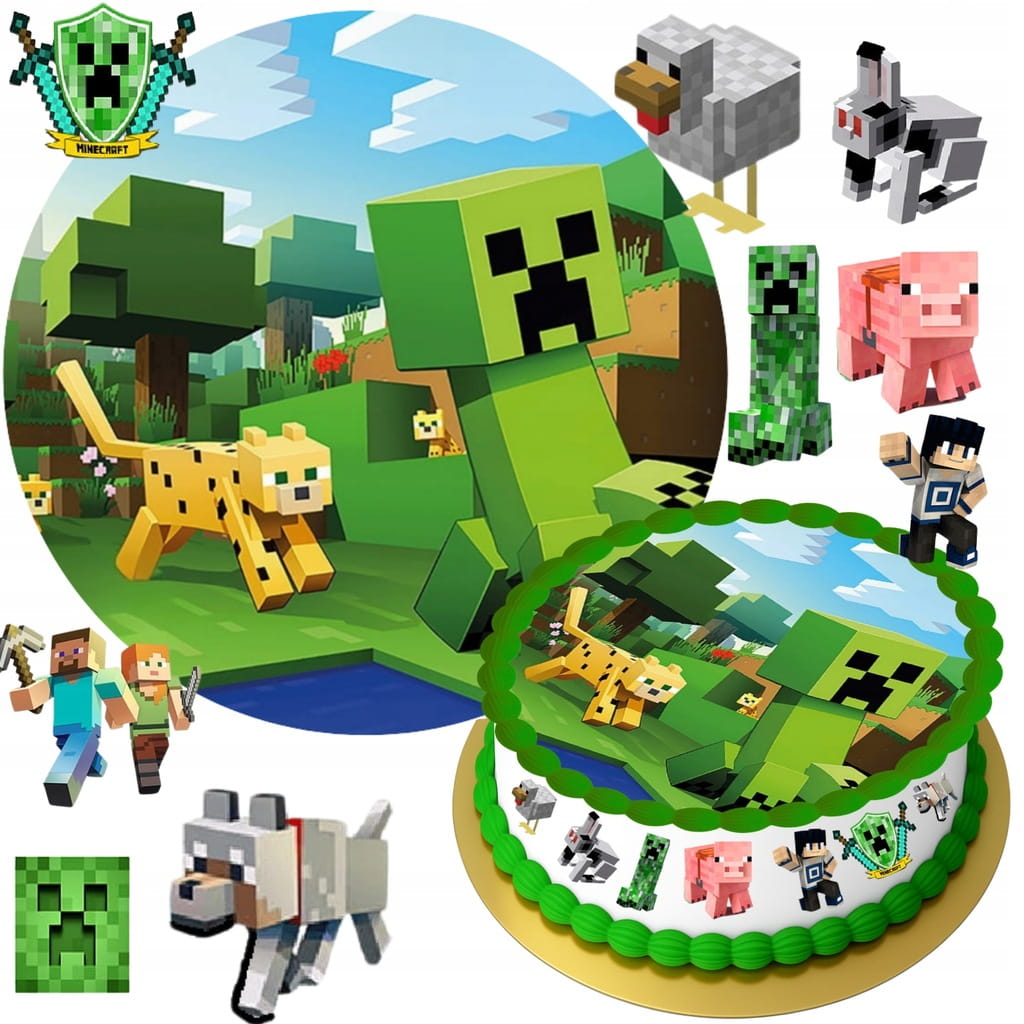 OPŁATEK NA TORT MINECRAFT + TWÓJ NAPIS GRATIS
