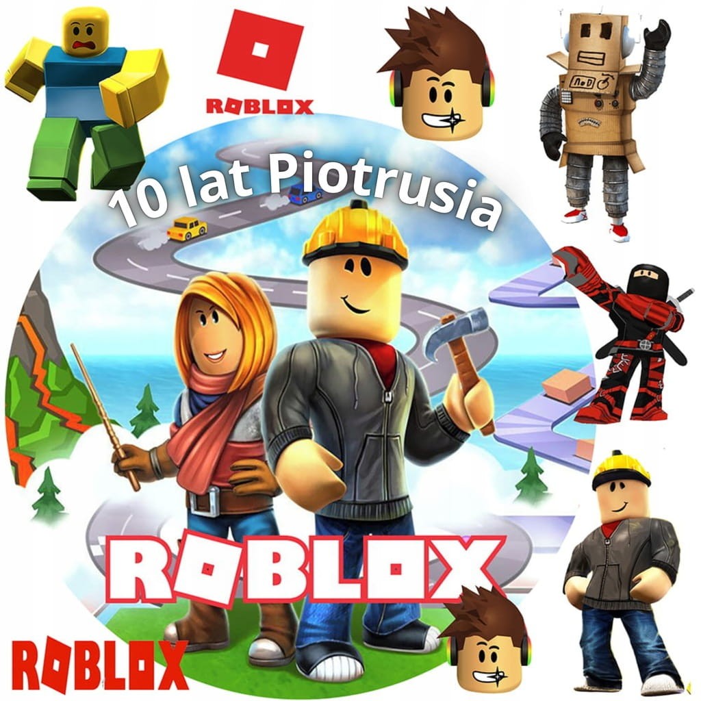MEGA ZESTAW OPŁATEK NA TORT ROBLOX + POSTACIE + GRATIS TEKST