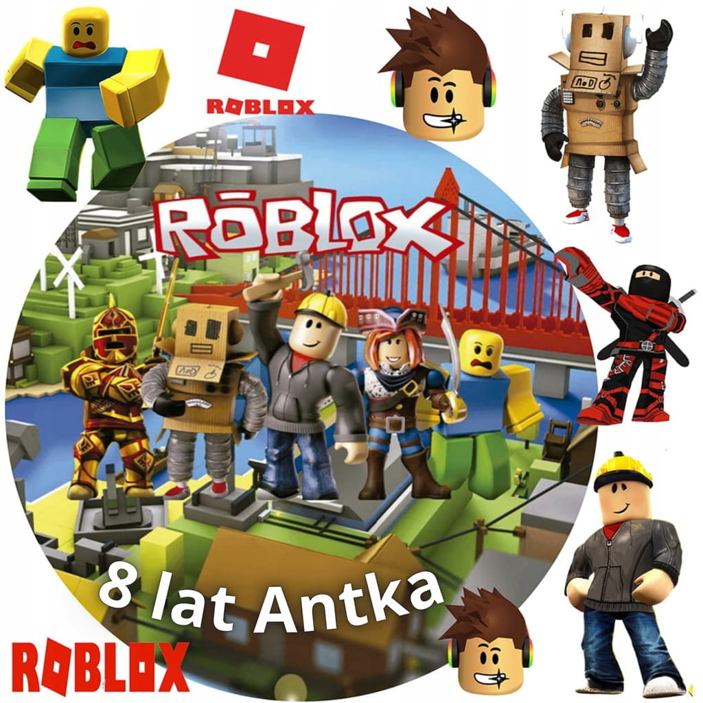 MEGA ZESTAW OPŁATEK NA TORT ROBLOX + POSTACIE + GRATIS TEKST