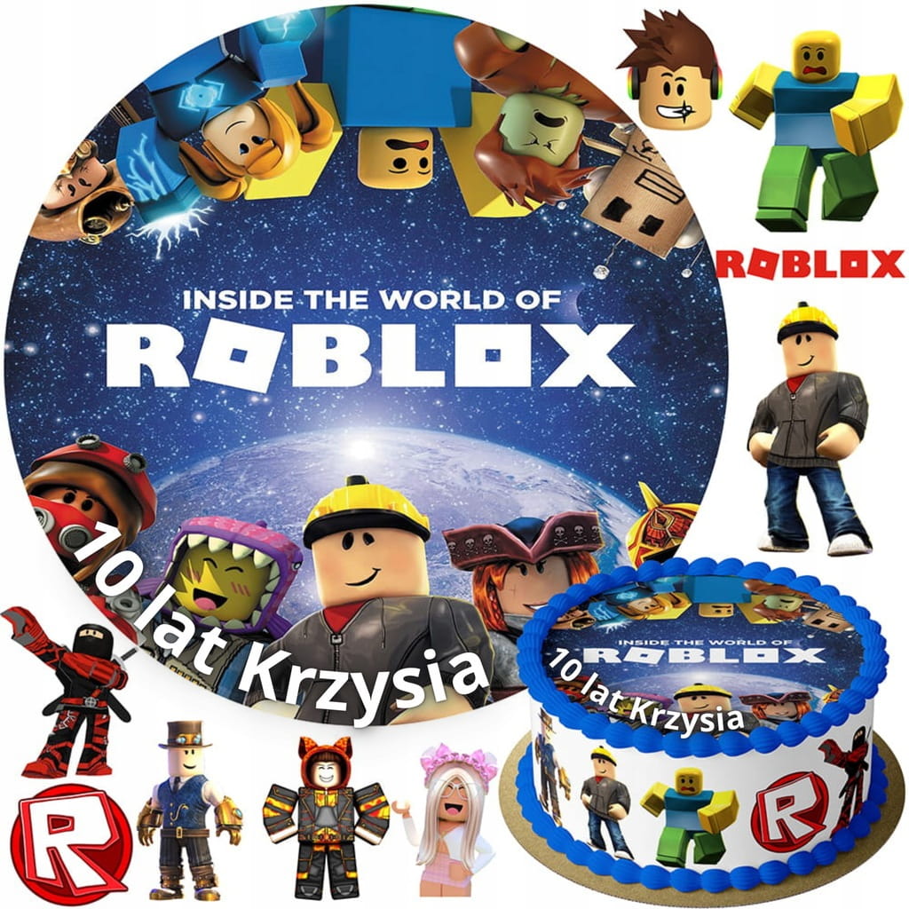 MEGA ZESTAW OPŁATEK NA TORT ROBLOX + POSTACIE + GRATIS TEKST