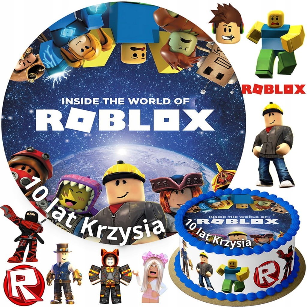 MEGA ZESTAW OPŁATEK NA TORT ROBLOX + POSTACIE + GRATIS TEKST