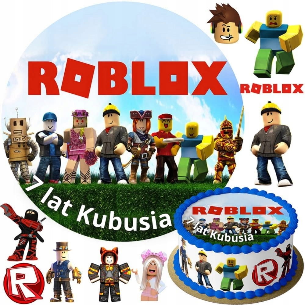 MEGA ZESTAW OPŁATEK NA TORT ROBLOX + POSTACIE + GRATIS TEKST
