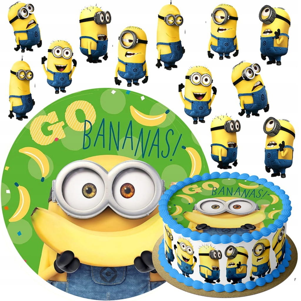 MEGA ZESTAW OPŁATEK NA TORT MINIONKI MINION + 12 POSTACI + GRATIS TEKST
