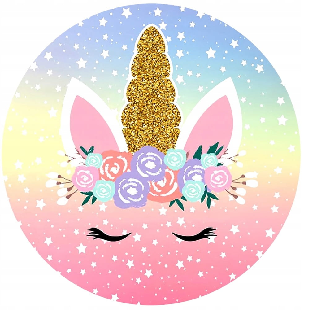 MEGA ZESTAW OPŁATEK NA TORT UNICORN JEDNOROŻEC + 12 POSTACI + TWÓJ NAPIS