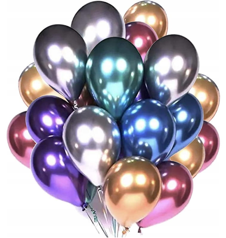 DUŻE BALONY KOLOROWE CHROMOWANE METALICZNE XXL x25