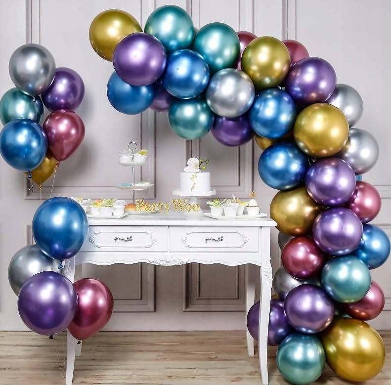 DUŻE BALONY KOLOROWE CHROMOWANE METALICZNE XXL x25