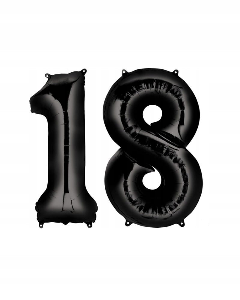 Balony URODZINOWE na 18 CZARNE