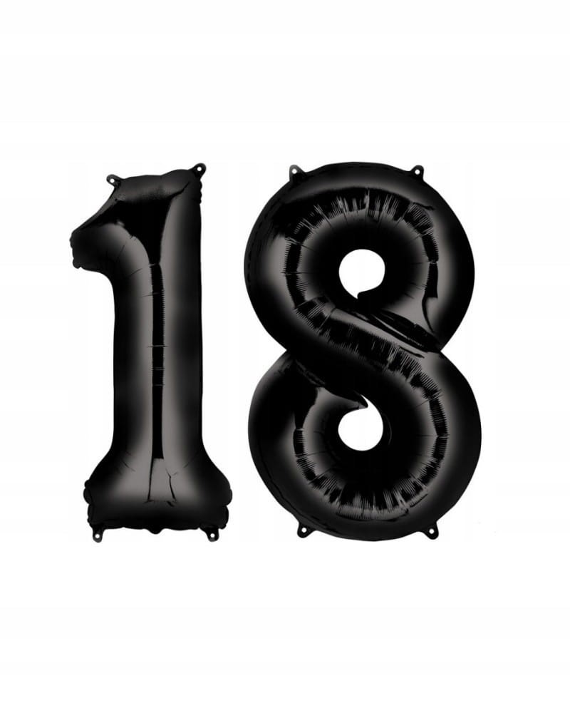 Balony URODZINOWE na 18 CZARNE