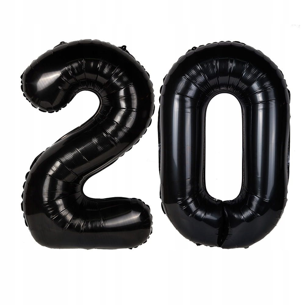 Balony URODZINOWE na 20 CZARNE