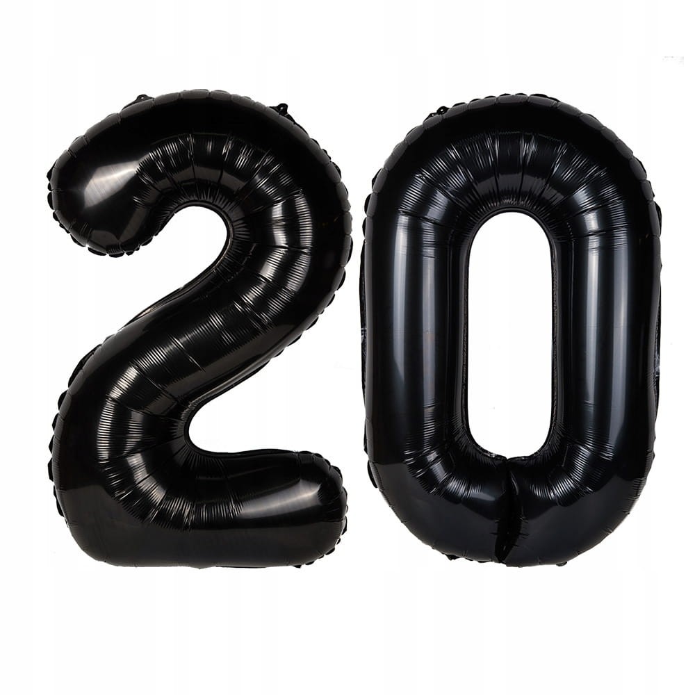 Balony URODZINOWE na 20 CZARNE