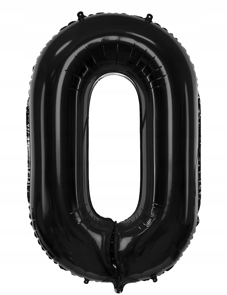 BALON urodzinowy foliowy CYFRA 0 CZARNY