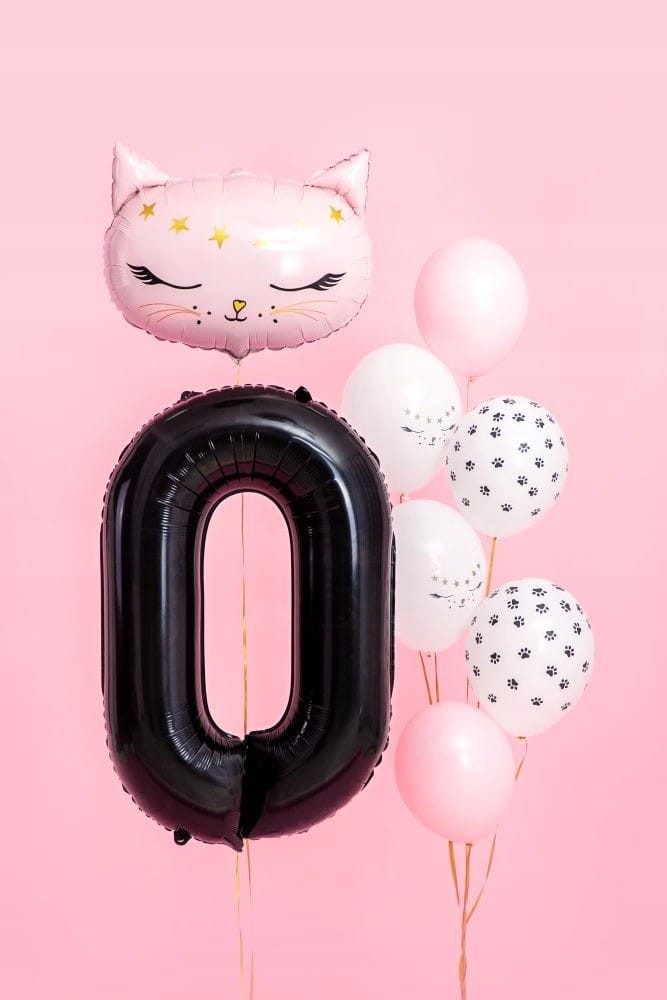 BALON urodzinowy foliowy CYFRA 0 CZARNY