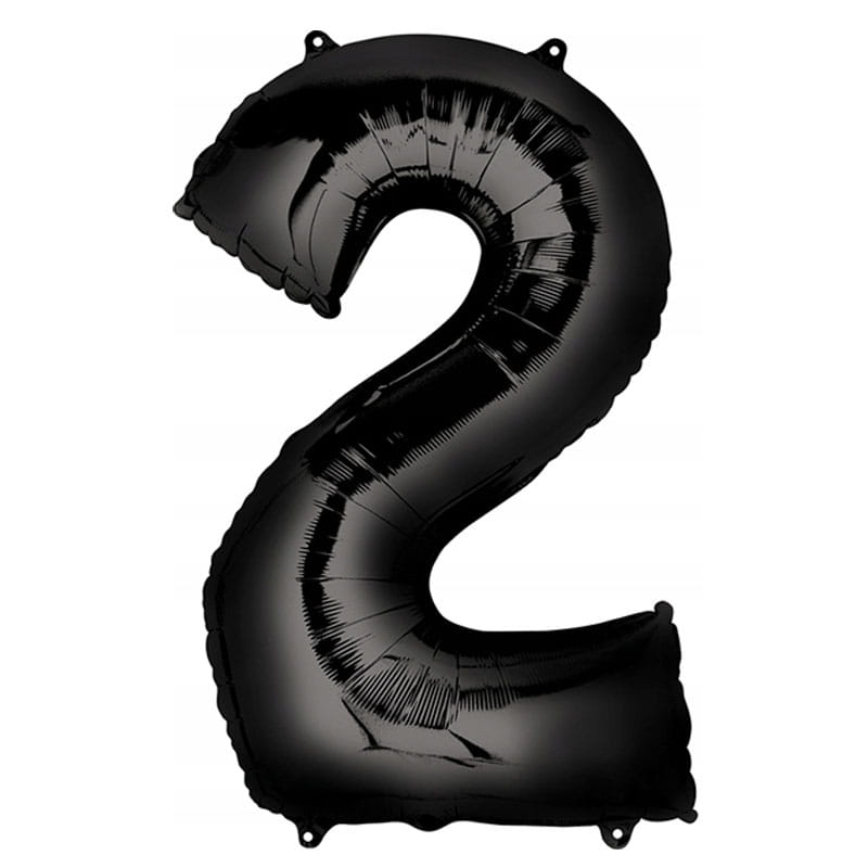 BALON urodzinowy foliowy CYFRA 2 CZARNY