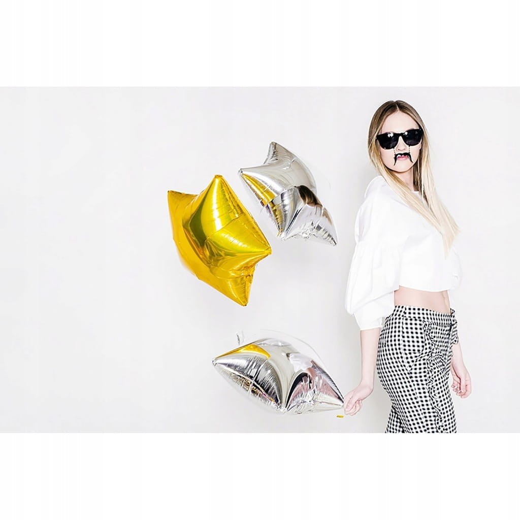 Duży Balon Foliowy GWIAZDA Srebrna Urodziny 45CM