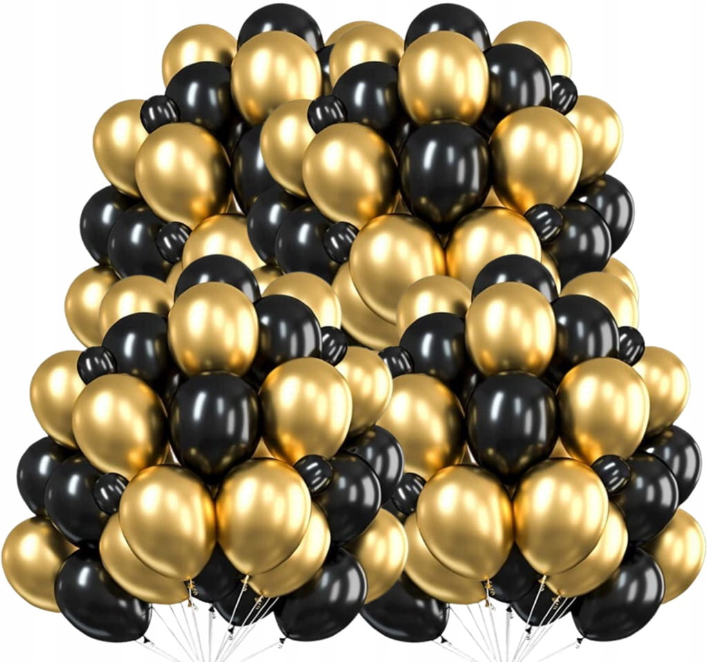Balony Czarne i Złote Chrom Balony CHROMOWANE Złoto Na Urodziny 100szt.