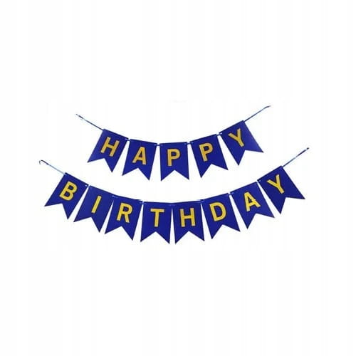 Baner Girlanda Urodzinowa Happy Birthday ciemno niebieska 3m