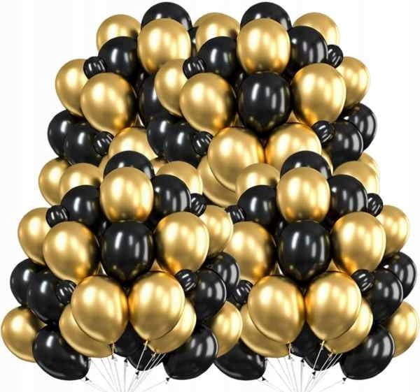 Balony Czarne i Złote Chrom Balony CHROMOWANE Złoto Na Urodziny 25 szt.