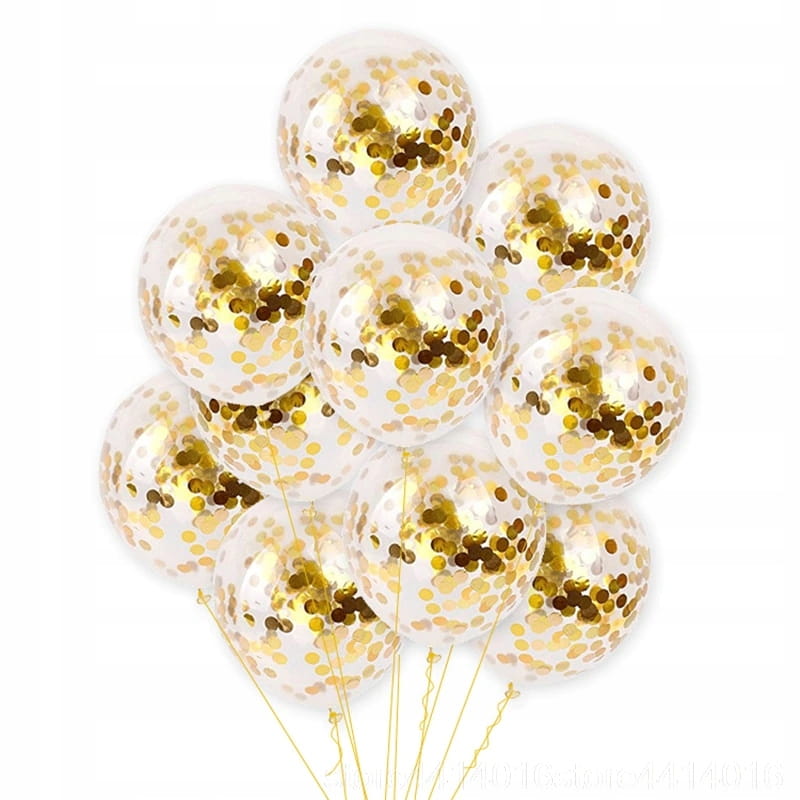 BALONY Duże z KONFETTI Złoty 10 szt. 30cm