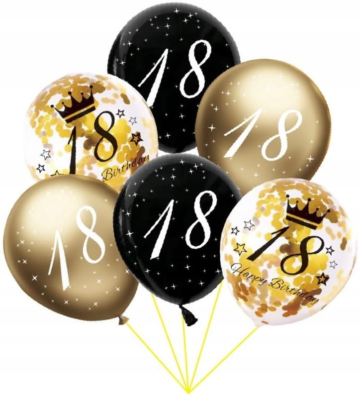 Balony Na 18 Urodziny Osiemnaste Urodziny 18stka Konfetti 6szt.