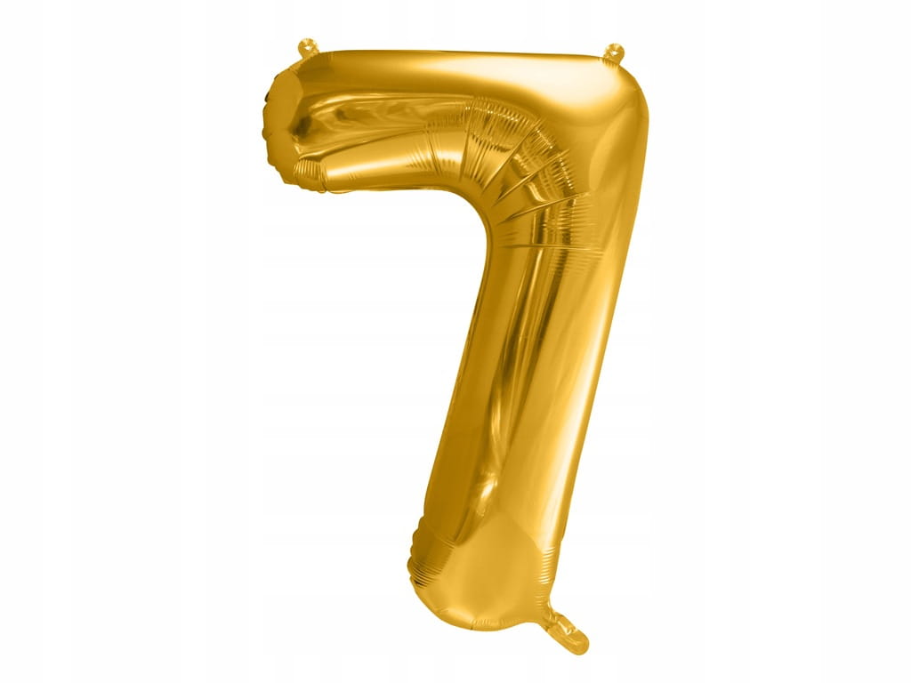 BALON urodzinowy foliowy CYFRA 7 ZŁOTY