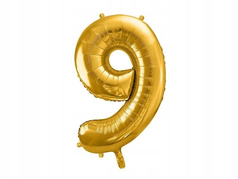 BALON urodzinowy foliowy CYFRA 9 ZŁOTY
