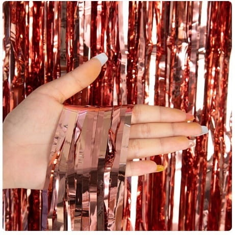 KURTYNA DEKORACYJNA ROSE GOLD URODZINY 100x200 cm