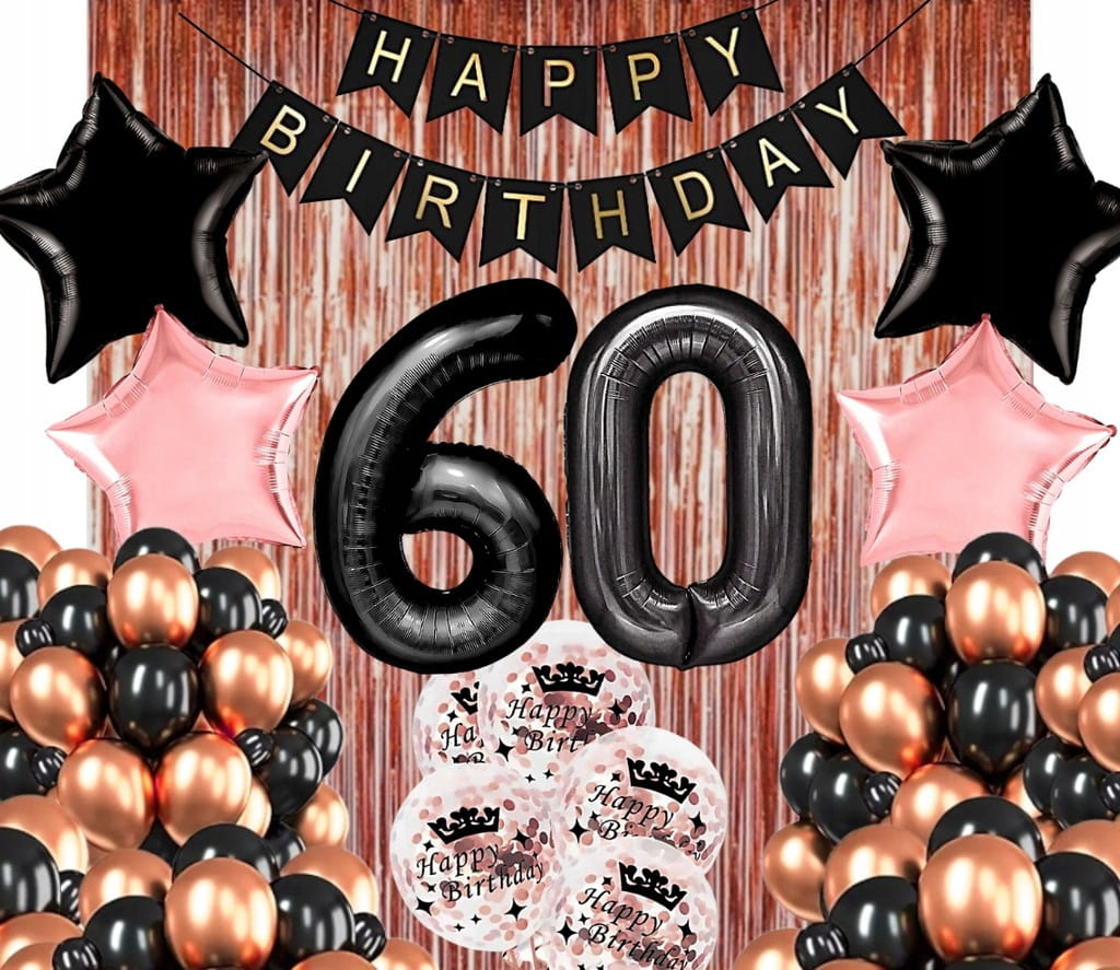 ZESTAW DEKORACJI balony 60 URODZINY ścianka 60TKA
